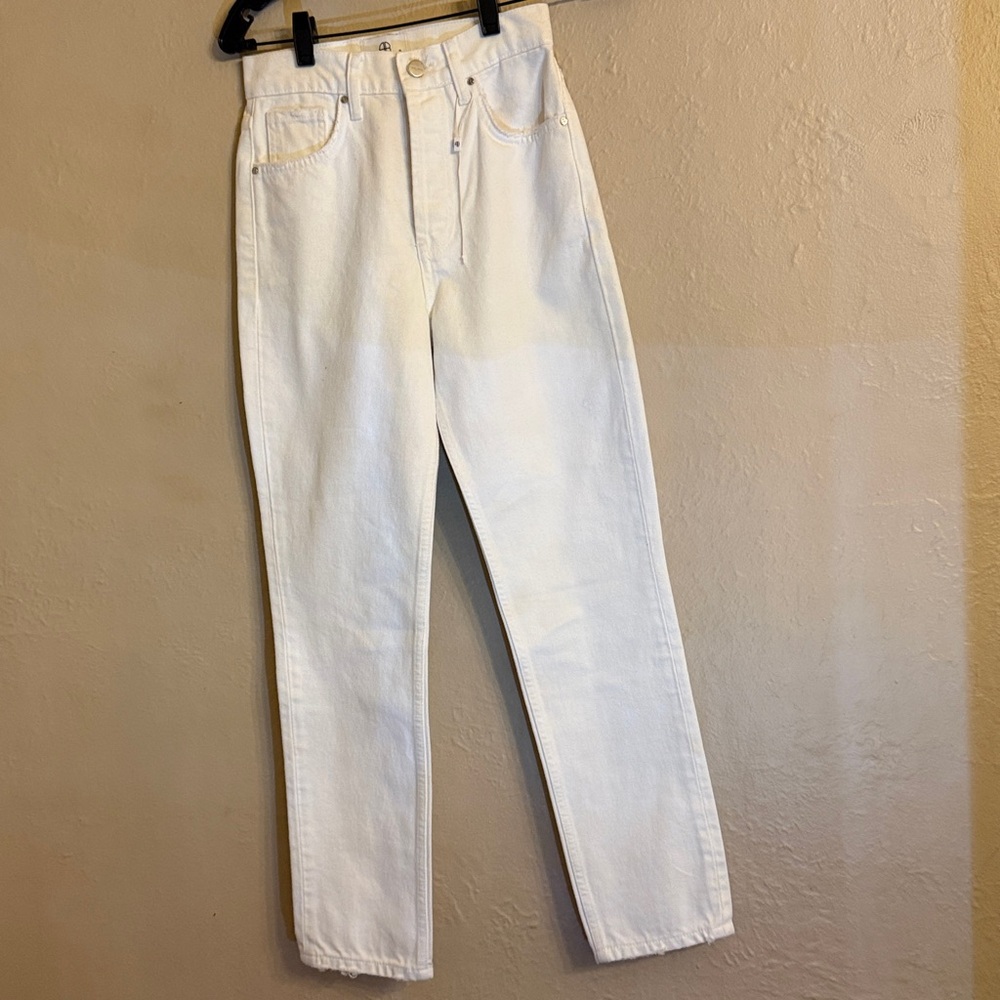 NWT Anine Bing 24 Sonya Jean high rise slim ankle white